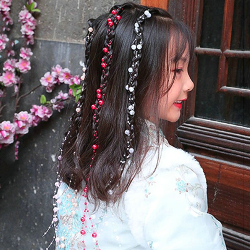 Dây Cột Tóc Đính Ngọc Trai Xinh Xắn Cho Bé Gái