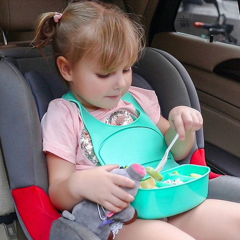 Yếm Ăn Bằng Silicone Kèm Túi Đựng Dành Cho Trẻ Em