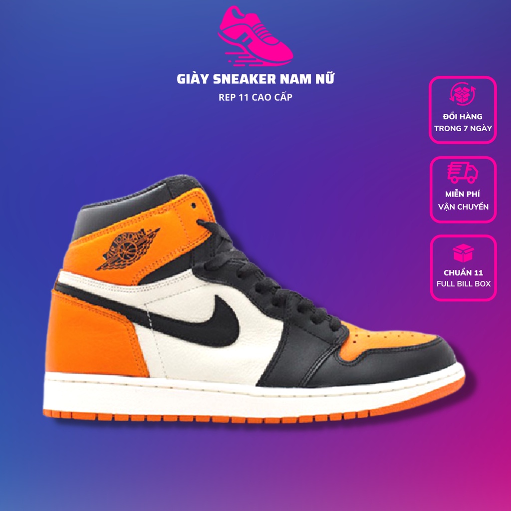 Giày 𝗝𝗼𝗿𝗱𝗮𝗻 Cam Đen Cao Cổ Nam Nữ Full Bill Box, Giày Thể Thao Sneaker Jordan Cổ Cao Màu Cam Đen Thời Trang