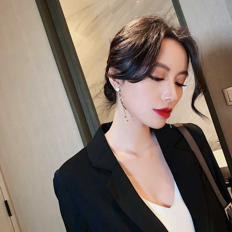 Đôi Bông Tai Dáng Dài Phối Tua Rua Đính Đá Thời Trang Cho Nữ