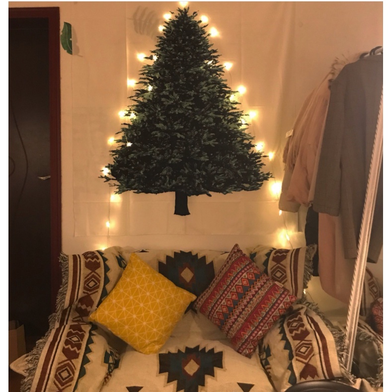 100*150CM Tấm vải treo tường trang trí giáng sinh hình cây thông đơn giản