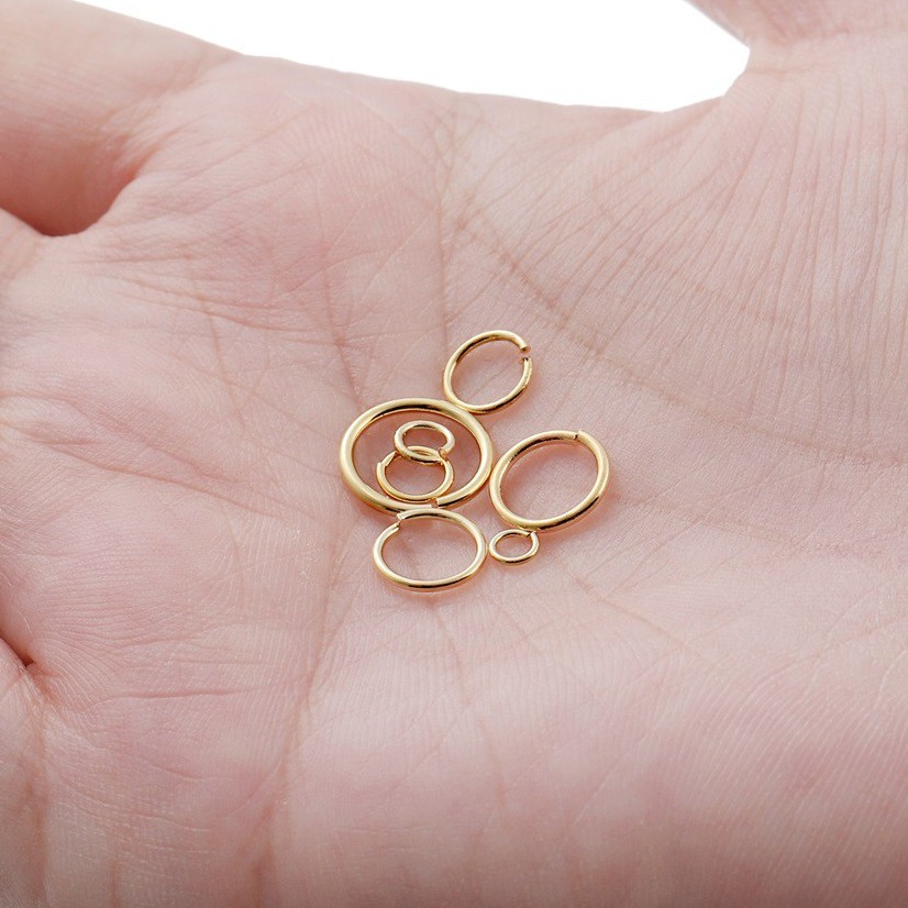 Bộ 50-200 cái vòng tròn St.kunkka Yongforyou bằng thép không gỉ mạ vàng động 3-10mm không phai màu