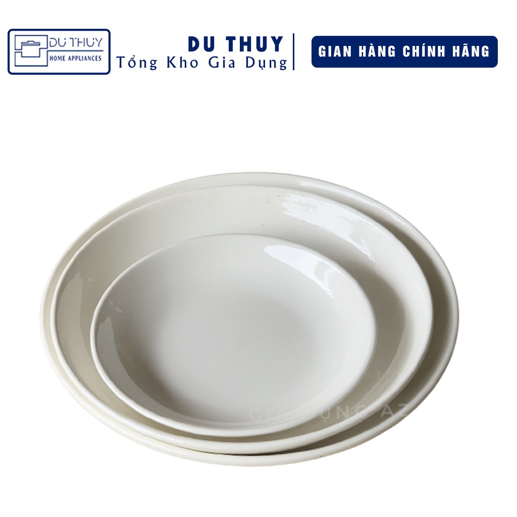 Dĩa sứ tráng men đáy sâu màu trắng men, đường kính 15 cm - 17.5 cm - 20.5 cm - 23 cm - gia dụng Du Thủy