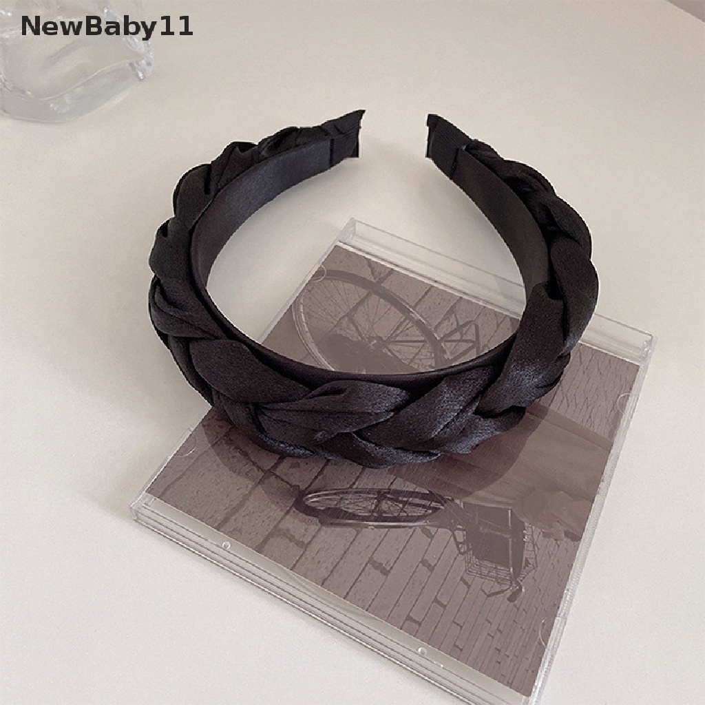 Băng Đô Bện Sợi Rộng Màu Trơn Thời Trang Cho Nữ