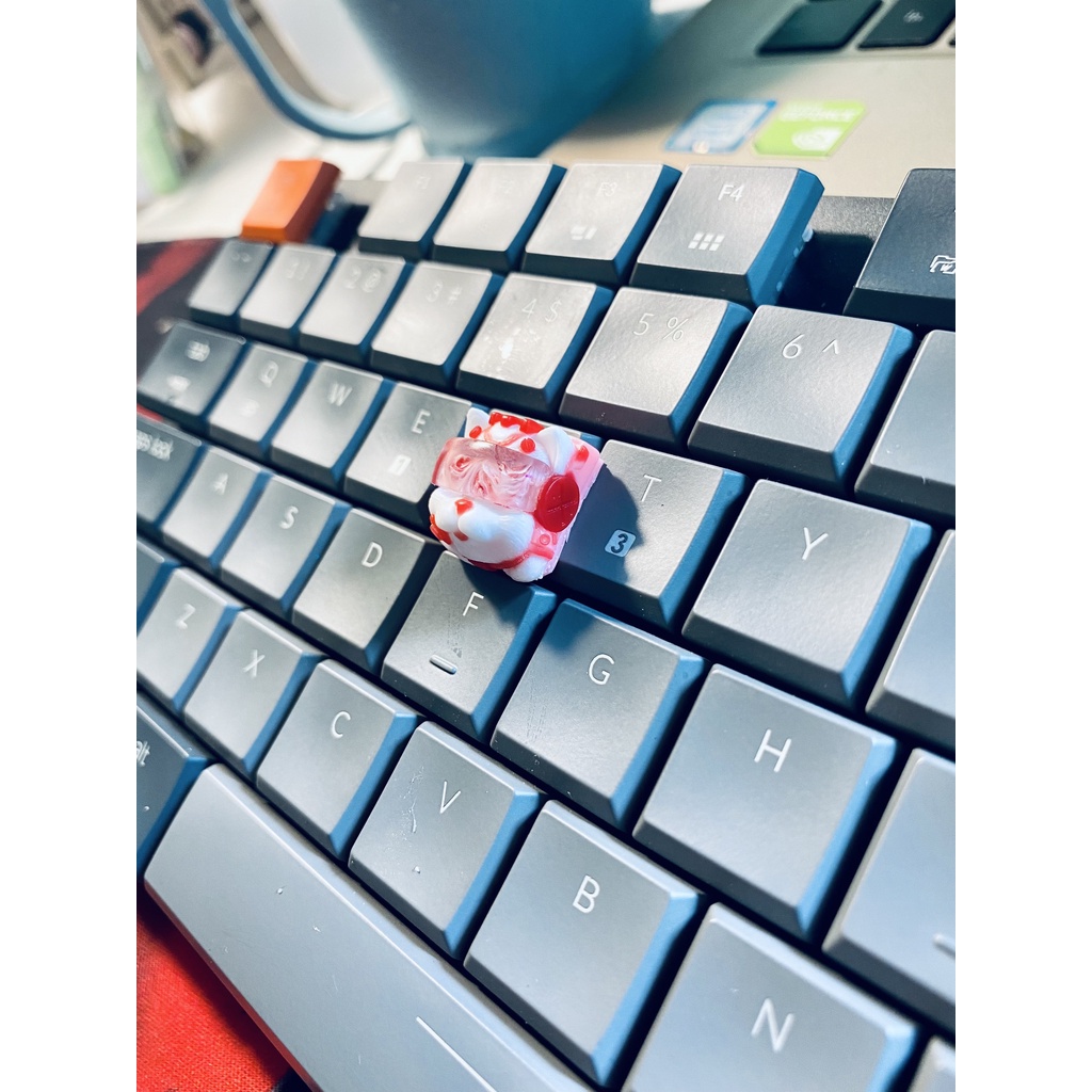 Nút Bàn Phím Keycap Artisan Felix Đỏ Pastel Dạ Quang Clone trang trí bàn phím cơ Lionvn