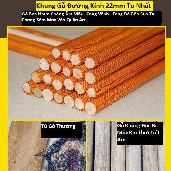 tủ đựng quần áo vải 4 buồng khung gỗ bọc nhựa to cỡ 18mm