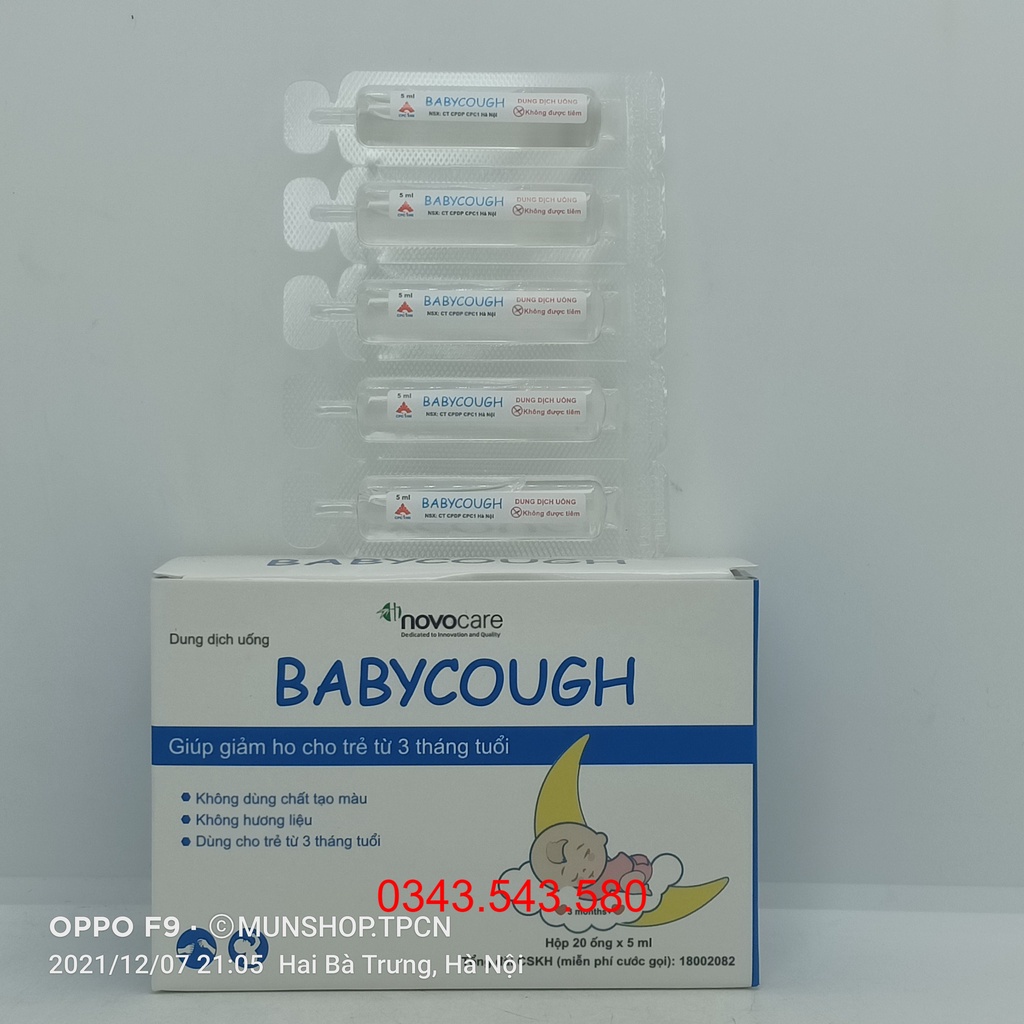 Dung dịch uống Babycough – Dùng cho trẻ từ 3 tháng tuổi - giảm ho trẻ sơ sinh