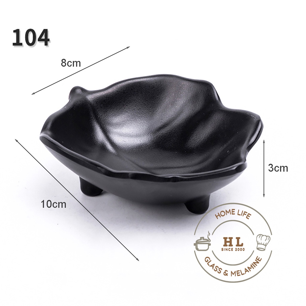 Muối tiêu tròn - lá , 1-2-3 ngăn  Melamine 100% Ngọc Đen Mờ | ĐĨA MUỐI TIÊU CHẤT LIỆU MELAMINE ĐEN NGỌC HÀN QUỐC