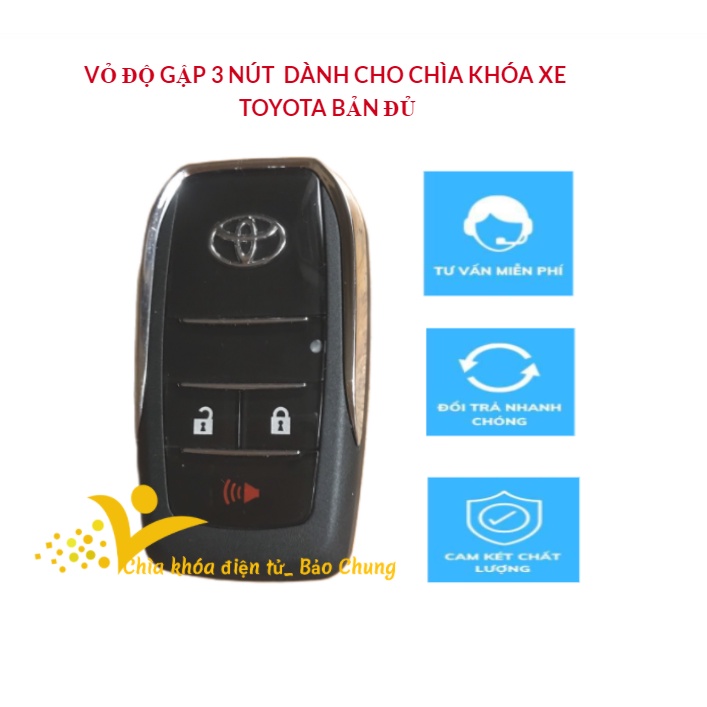 Vỏ chìa khóa xe altis, inova, fortuner, camry loại 3 nút chìa thẳng zin và chìa độ gập đời mới dành cho xe bản đủ