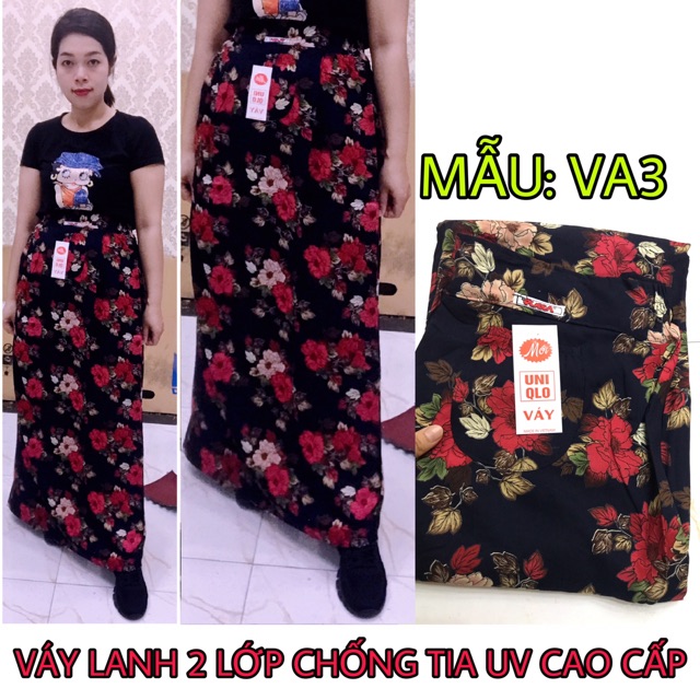 VÁY VẢI LANH 2 LỚP QUÂY CHÂN CHỐNG TIA UV CHỐNG NẮNG CAO CẤP LOẠI 1 FREESIZE