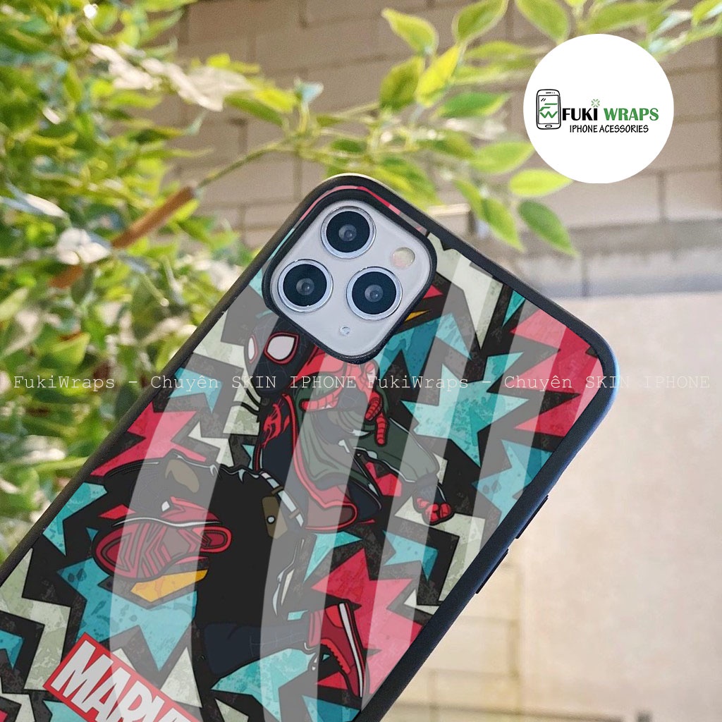 Ốp Lưng Kính Cường Lực / Case Spiderman Chống Vỡ Dành Cho 13ProMax 11ProMax 12ProMax X XS XSMAX  Fukishop
