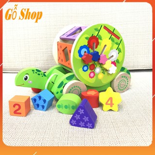Đồ chơi kéo xe hình con RÙA thả hình khối