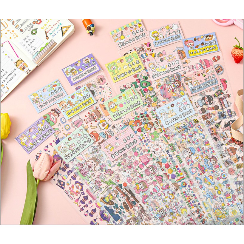 Hình dán Sticker dài nhiều hình 1 tấm - Phụ kiện Hani