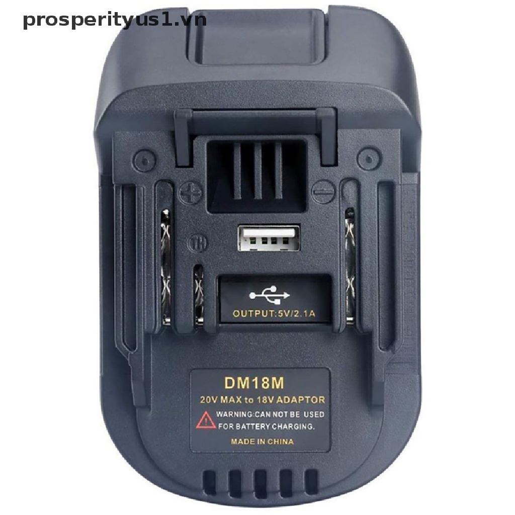 (prosperityus1) Bộ Chuyển Đổi Pin USB Cho 20V DEWALT DCB200 Milwaukee M18 Sang Makita 18V