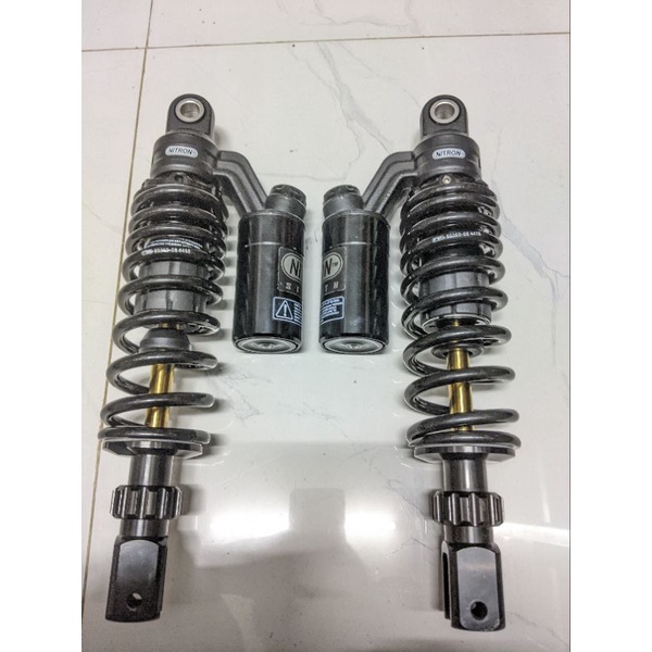 Phuộc NITRON bình dầu full đen ty vàng tăng chỉnh thật gắn Airblade NOUVO 4 5 6 PCX và các dòng xe điện Pega FELIZ