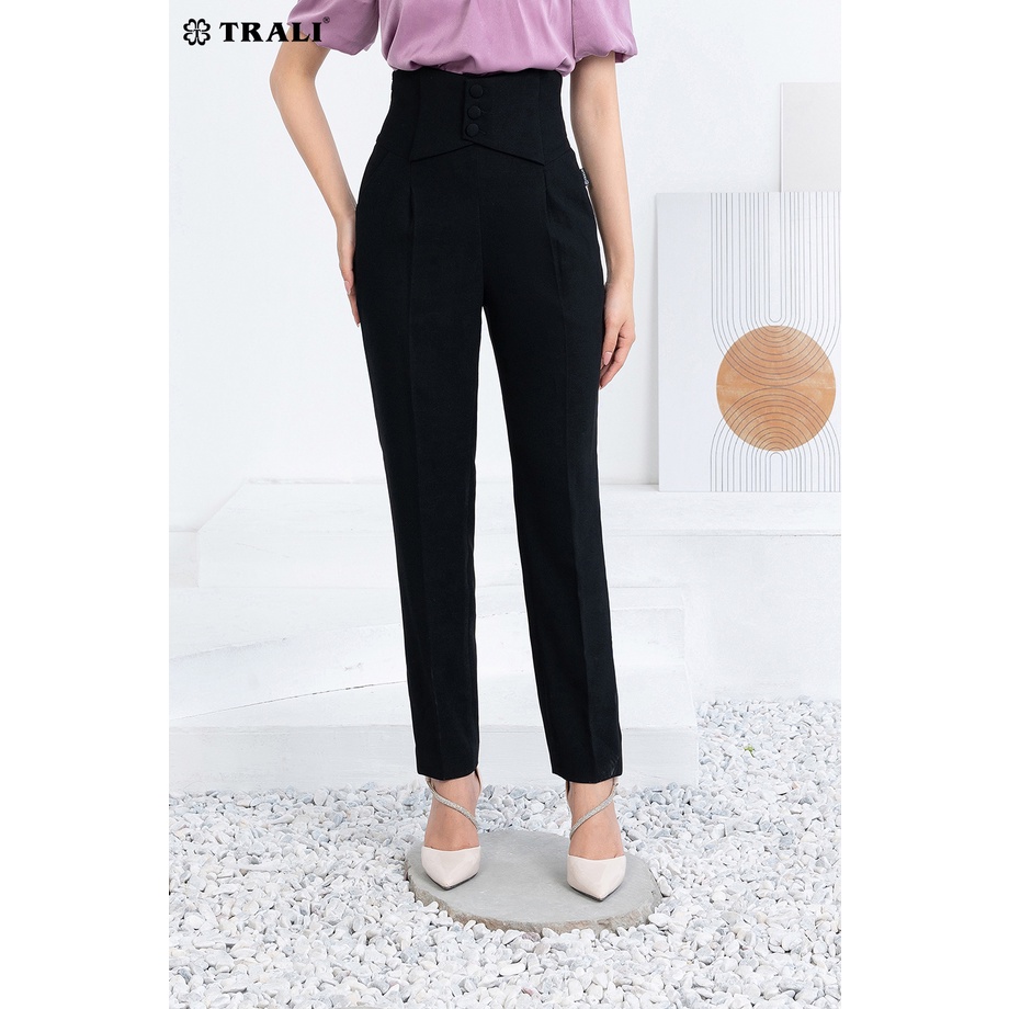 Quần Nữ Công Sở TRALI 74135 Màu Đen Cạp Cao