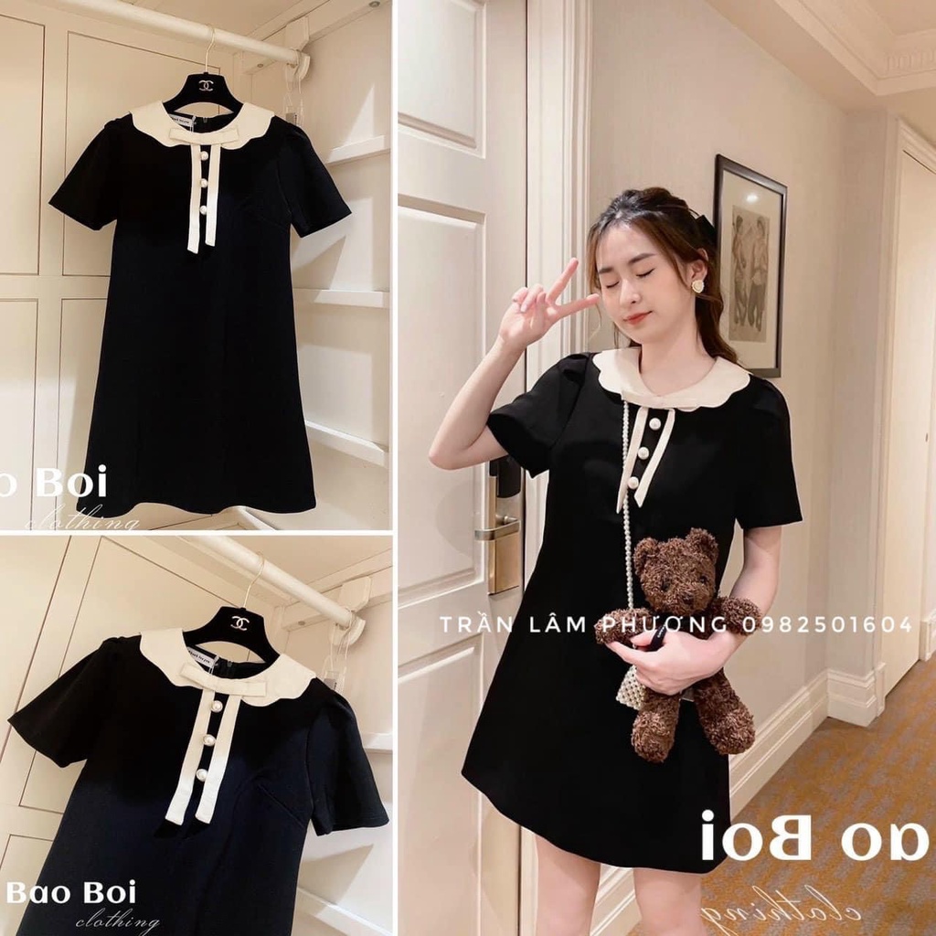 Váy suông đen cổ bèo Libre