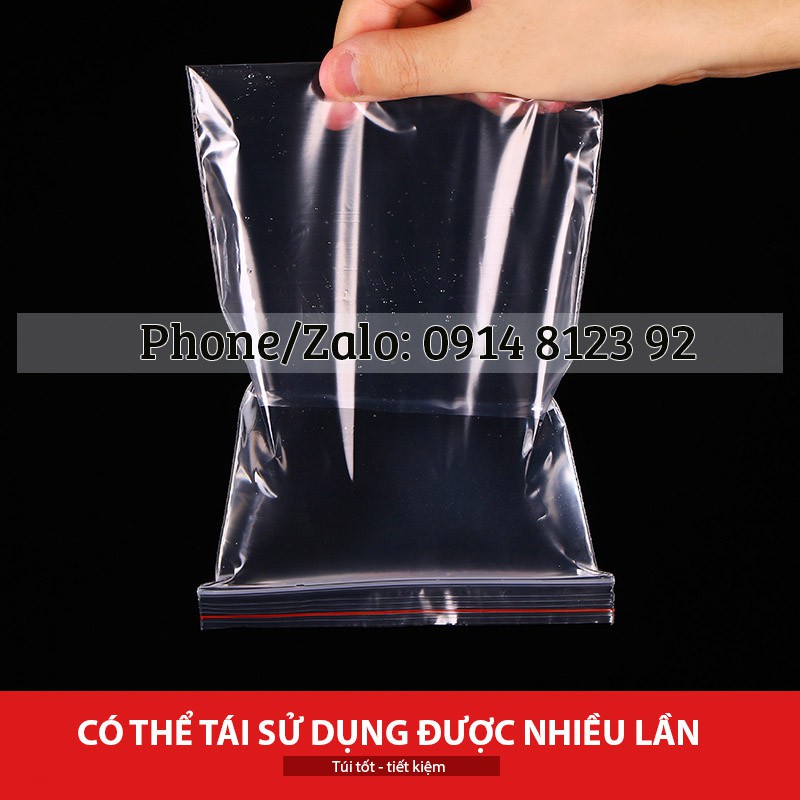 1Kg Túi zipper chỉ đỏ trong suốt