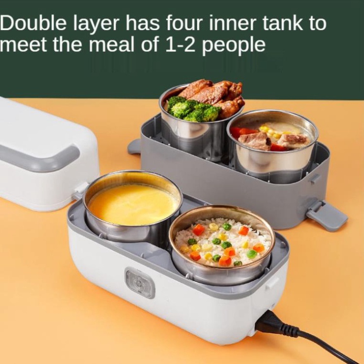Hộp Cơm Cắm Điện Văn Phòng BUCOOK DFH-C02 Hâm Nóng Thức Ăn 2 Tầng 4 Ngăn Inox Cao Cấp