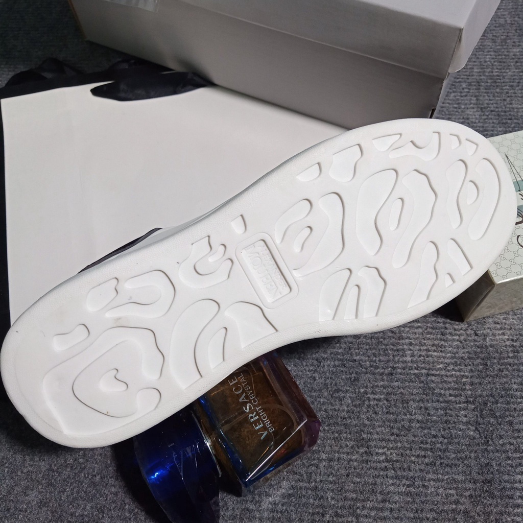 Giày MCQueen trắng gót nhung dây lụa nam nữ 💥 Giày thể thao sneaker nam nữ MCQ trắng da PU cao cấp Full Box