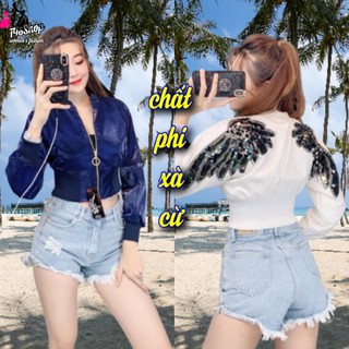 Áo khoác lửng nữ cao cấp phi xà cừ cánh tiên siêu hot mẫu mới