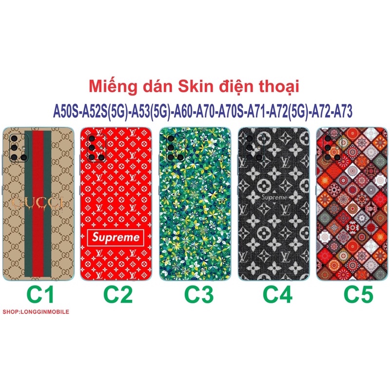 Miếng dán Skin Samsung A50s/A52s(5G)/A53(5G)/A60/A70/A70s/A71/A72(5G)/A72/A73