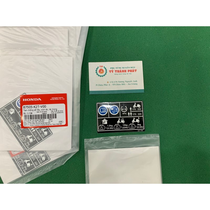 Tem thông số lốp Lead 125 đời 21 , 22 zin