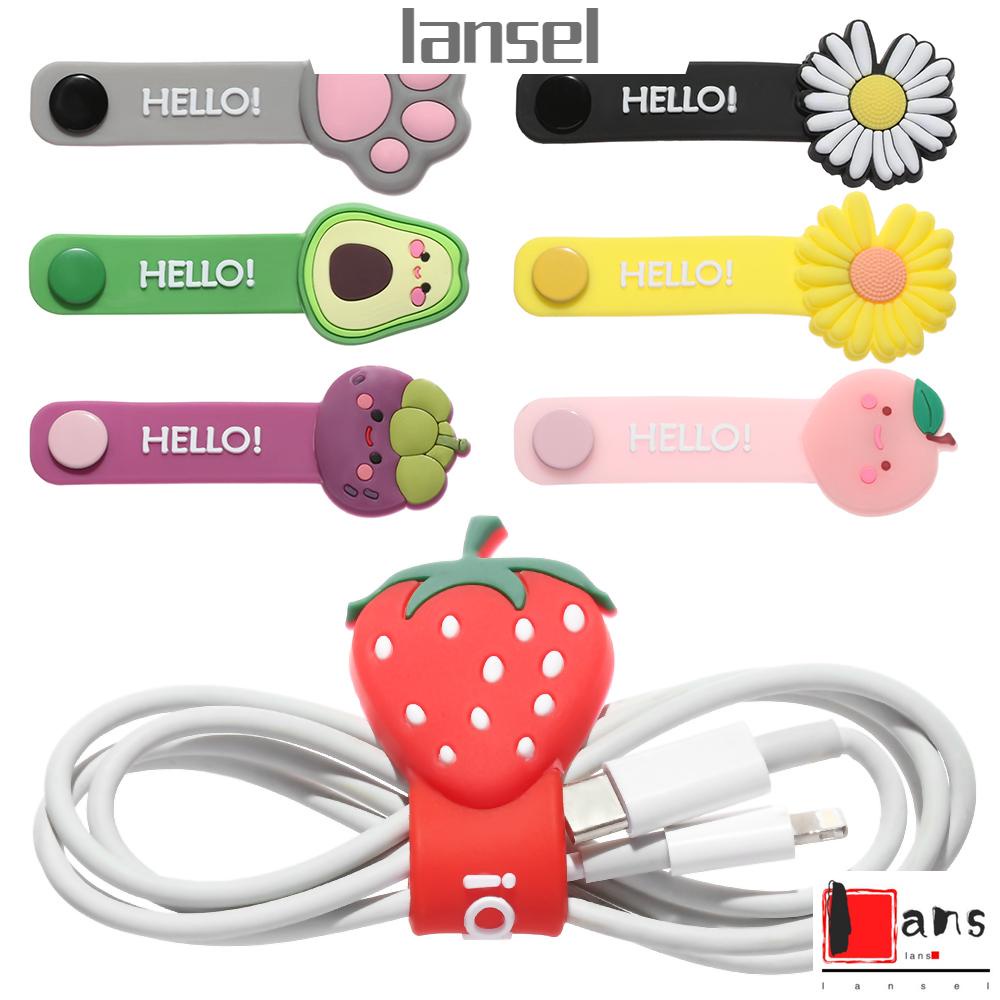 Phụ kiện quấn bảo vệ dây cáp dữ liệu/ tai nghe bằng silicon họa tiết hoạt hình dễ thương đa năng