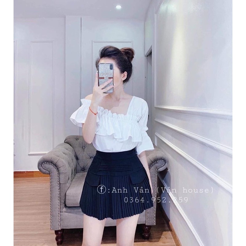 CHÂN VÁY XẾP LY NẮP TÚI