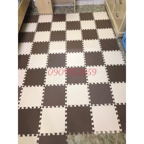 Set 20 thảm xốp lót sàn 30x30x1cm màu nâu , kem