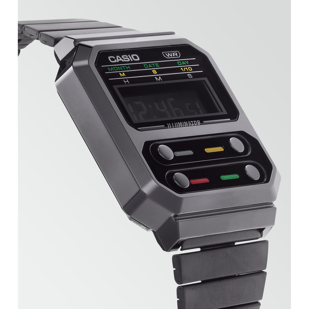 Đồng hồ unisex Casio A100 / A100WEGG-1A dây thép mạ ion không gỉ, chống nước, hàng chính hãng