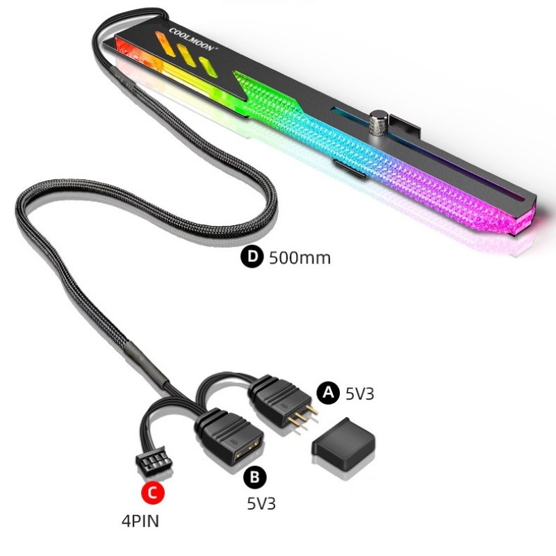 Giá đỡ Led RGB Coolmoon GT8 chống xệ cong chân cho VGA