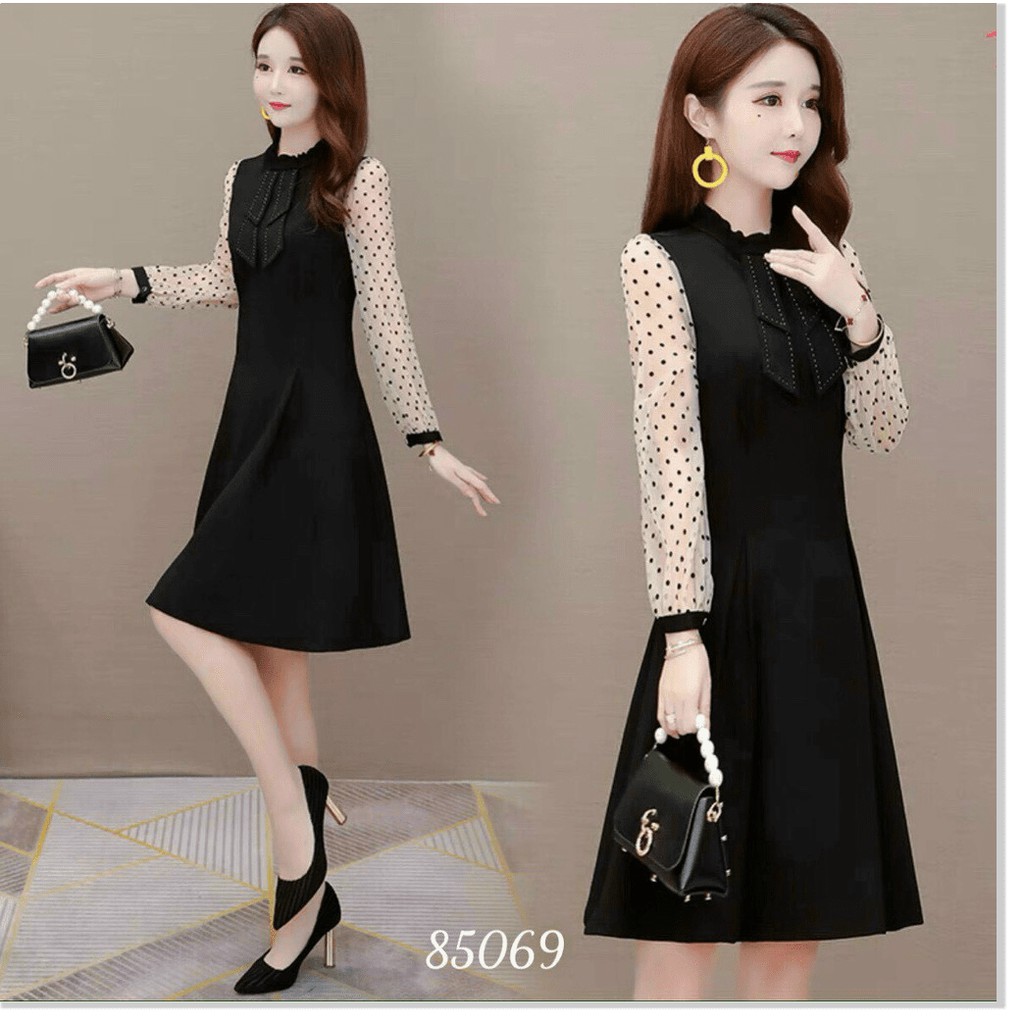 Đầm poly 2 da phối lưới kim tuyên tôn dáng cho các nàng THỜI TRANG MỚI NHẤT HIỆN NAY