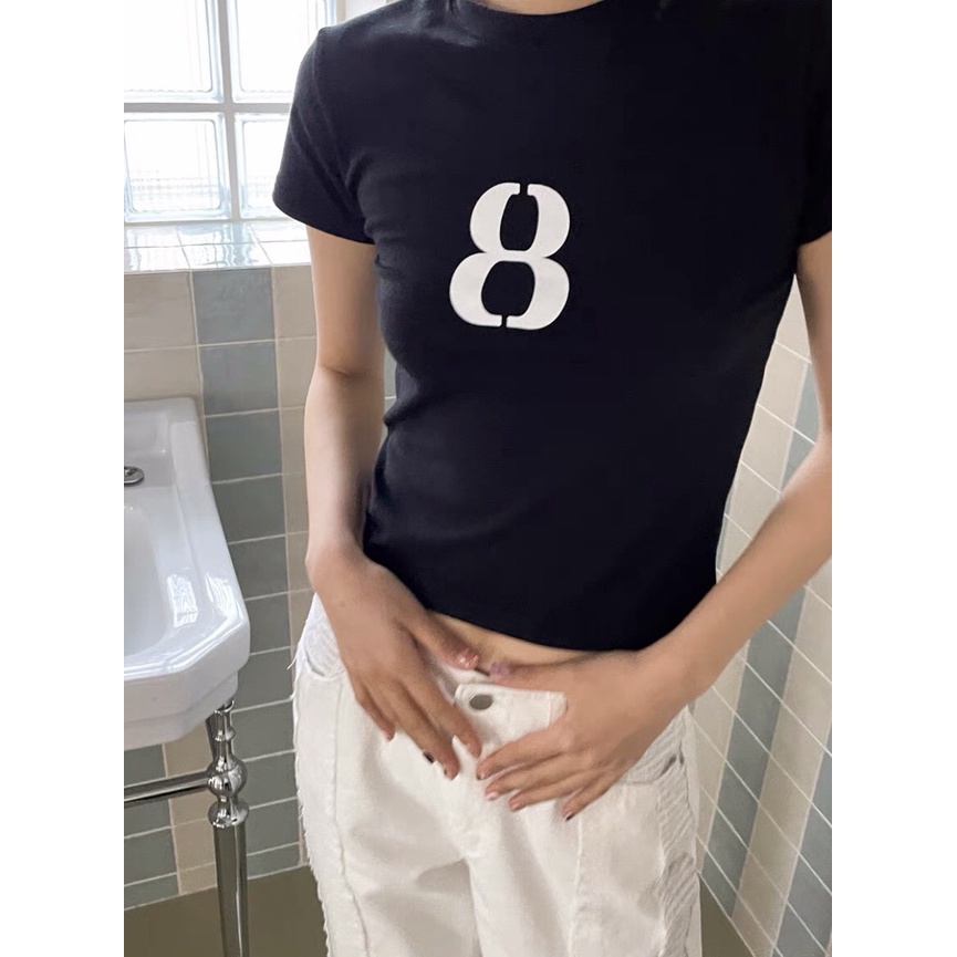 ÁO CROPTOP IN SỐ 8 SIÊU NGẦU HỢP MỌI STYLE CÁC NÀNG