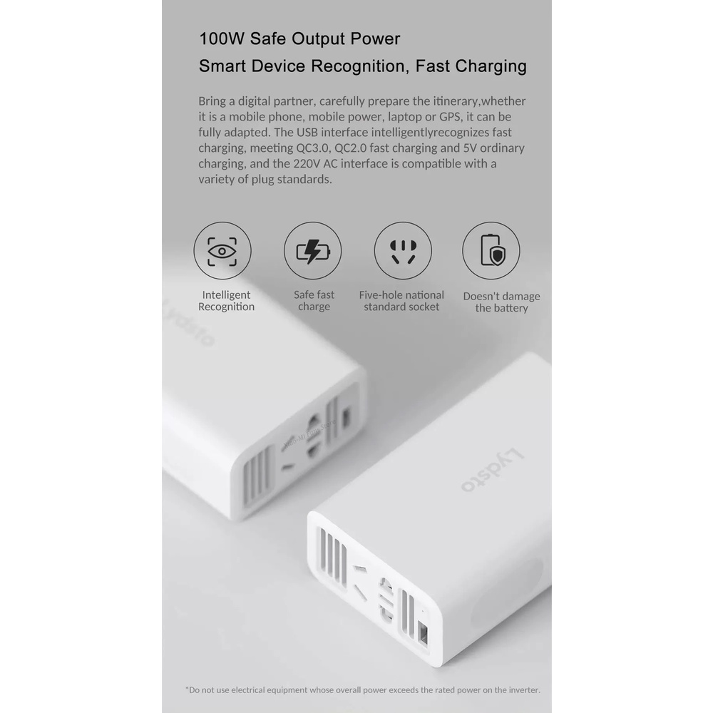Bộ chuyển đổi 12V sang 220V Xiaomi Lydsto cho ô tô - Chuyển nguồn oto 100W