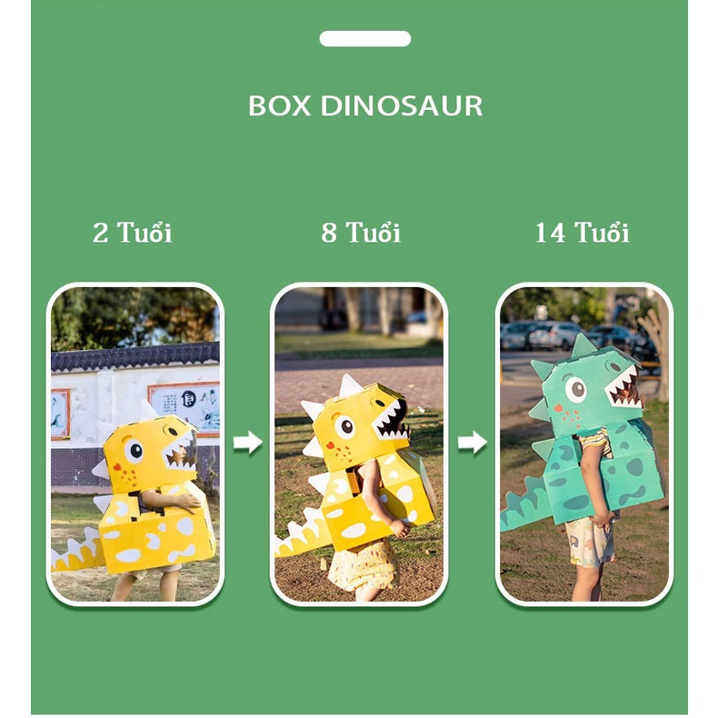 Đồ chơi thùng carton cho bé - Bô khủng long tự lắp ghép bằng bìa cứng dành cho trẻ
