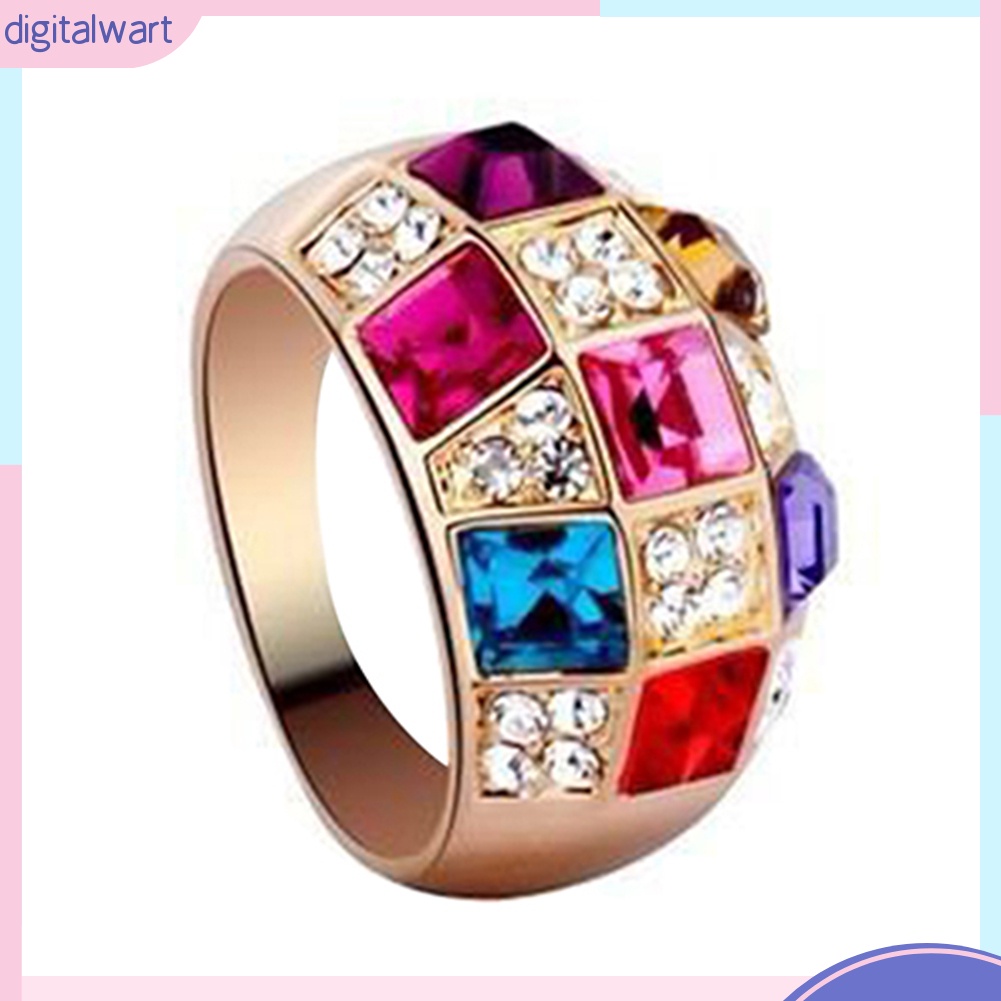 Nhẫn hợp kim đính đá nhiều màu