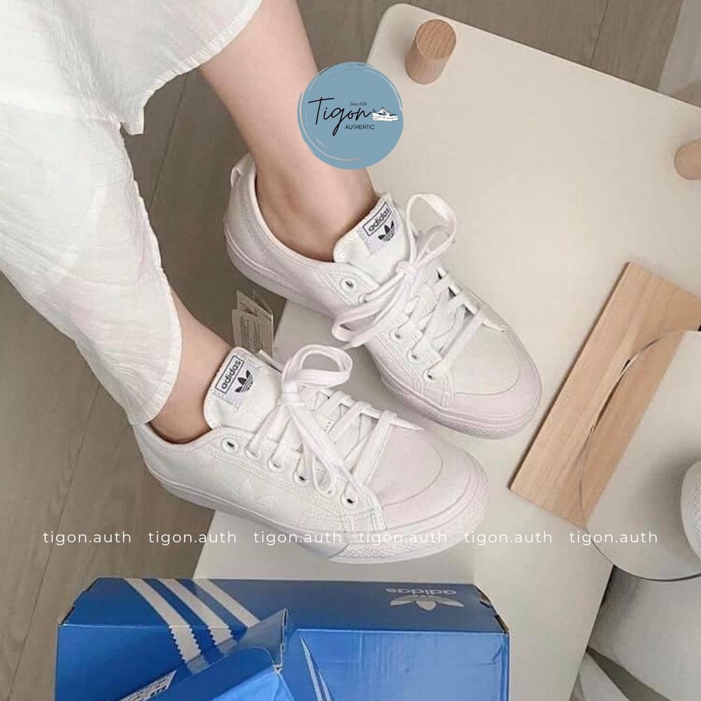 Giày Thể Thao Trắng Adidas Chính Hãng,  Giày Thể Thao Nữ Adidas Nizza Trefoil