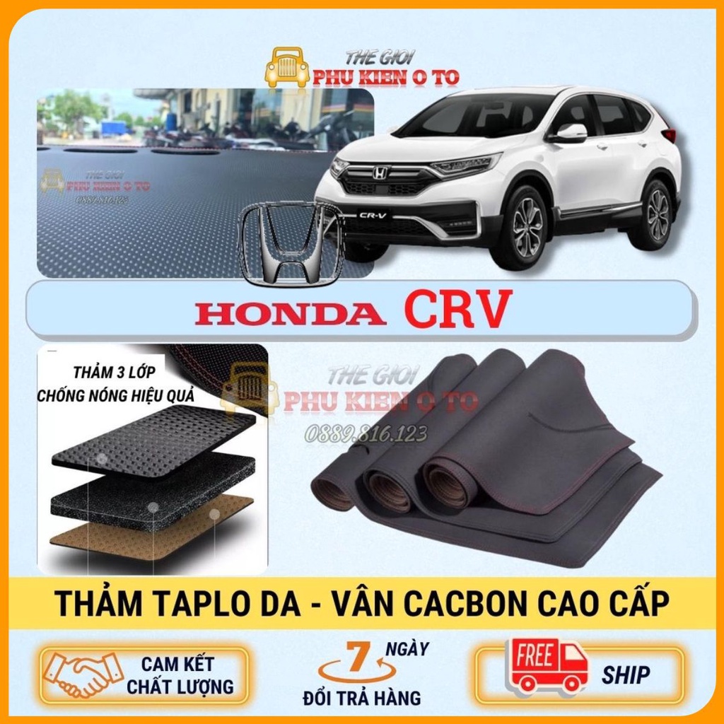 Thảm taplo Honda CRV 2013 - 2021 da Cacbon cao cấp, chống nóng ô tô hiệu quả