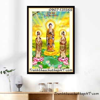 Tranh đính đá Phật Tây phương tam thánh VS476 :85*65cm - tự đính