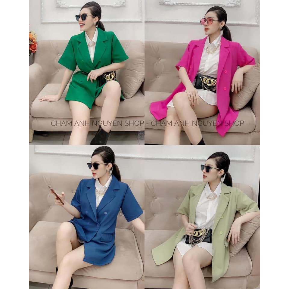 áo khoát vest nữ - áo khoát blazer gài nút tay ngắn form rộng chất dày dặn siêu sang2002848