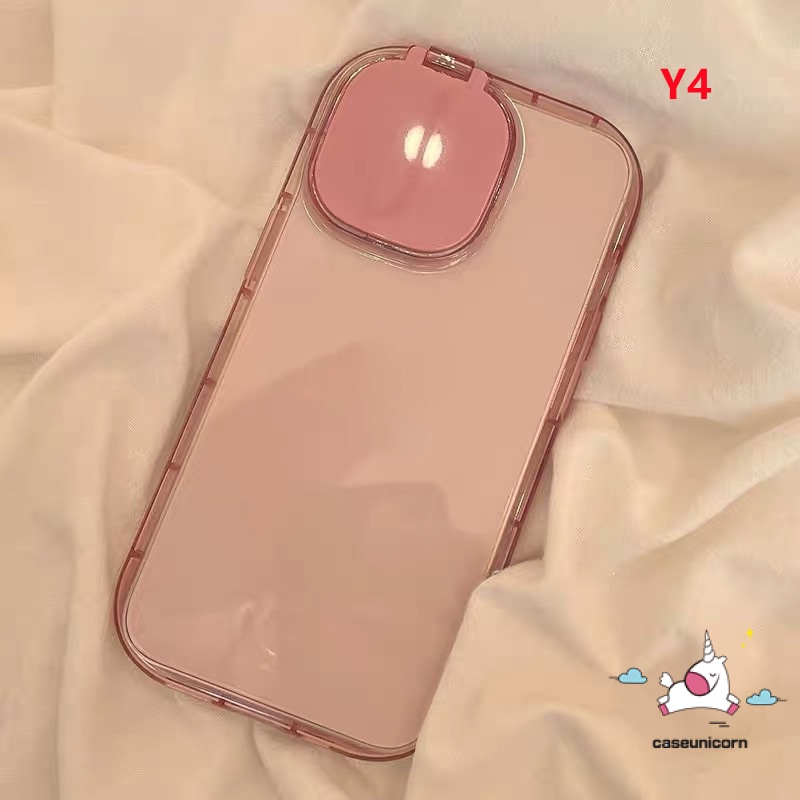 Ốp Điện Thoại TPU Mềm Màu Kẹo Ngọt Có Gương Trang Điểm 2 Trong 1 Cho IPhone 14 13 12 11 Pro Max X XR 8 7 14 Plus