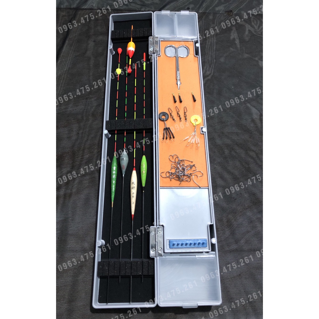 Bộ hộp phao câu cá cao cấp L1 + phụ kiện câu đài đầy đủ như hình,hộp phao có kéo kèm phao,PHỤ KIỆN CÂU ĐÀII