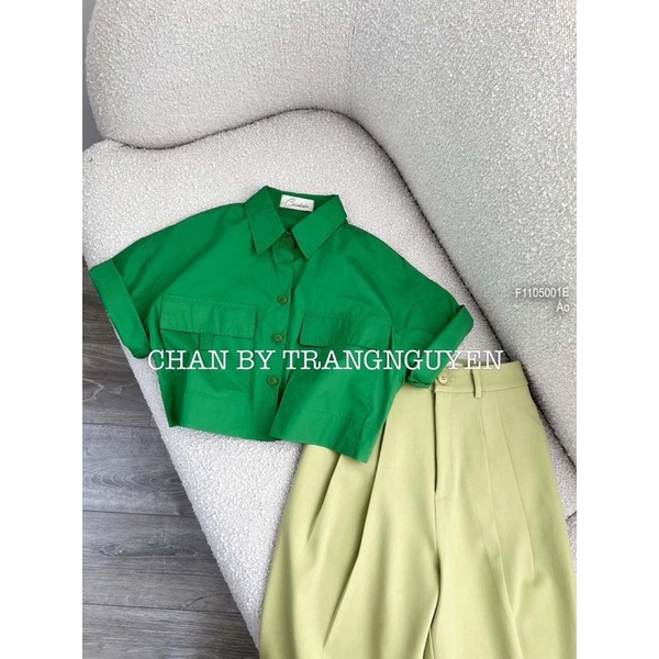 Áo sơ mi nữ croptop tay ngắn phối túi nắp nhiều màu VIENS STORE