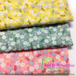 V273🌈vải twill hoạ tiết hoa may đồ cho doll, obitsu/ diy, handmade, quilting..