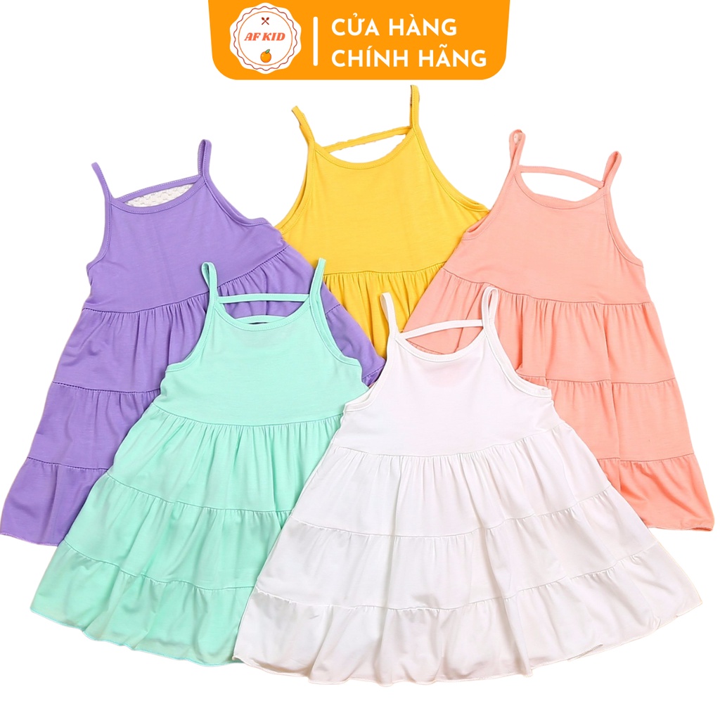 Váy xòe 2 dây AF KID cho bé gái chất thun lạnh mềm mịn mát 10 đến 22kg