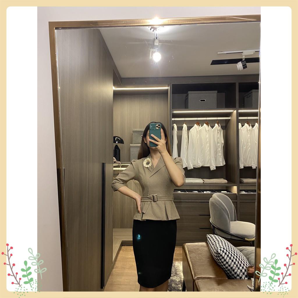 Đầm Nữ Lury Dáng Ôm, Set Liền Áo Peplum Cổ Vest Mix Chân Váy Bút Chì Tặng Kèm Đai, Vải Tex Hàn Cao Cấp, Tôn Dáng -V105 | BigBuy360 - bigbuy360.vn