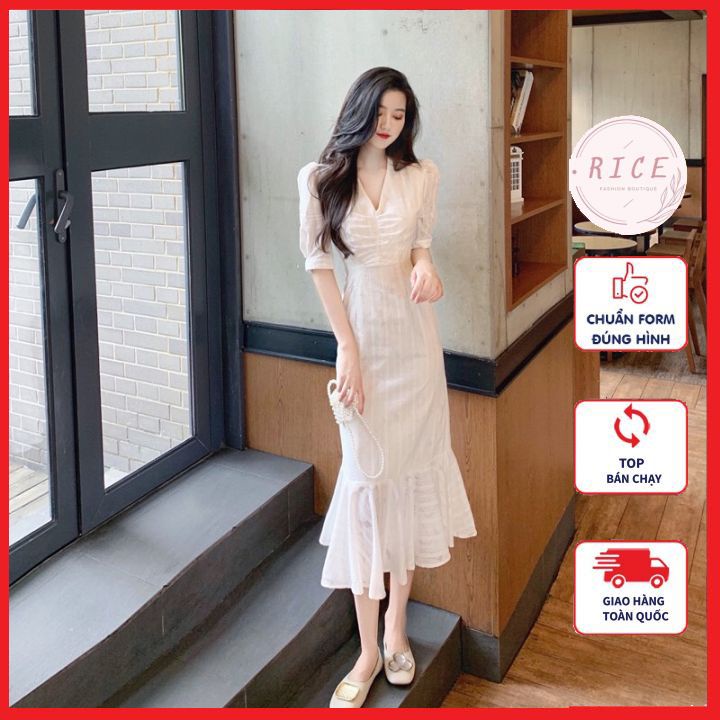 ☘️XẢ KHO☘️ Váy Ôm Body Đuôi Cá Cổ Chữ V Cao Cấp