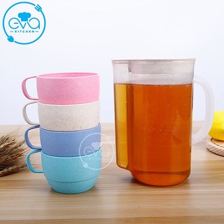 Bộ Bình Nước Kèm 4 Ly Cốc Nhựa Lúa Mạch Tiện Dụng