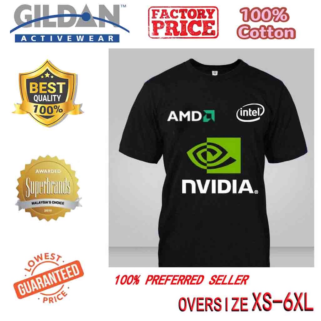 AMD Áo Thun In Họa Tiết Máy Tính Laptop Intel Nvidia Cỡ 2T-6XL Thời Trang Cho Nam